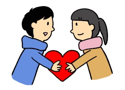 ハートを持つカップル