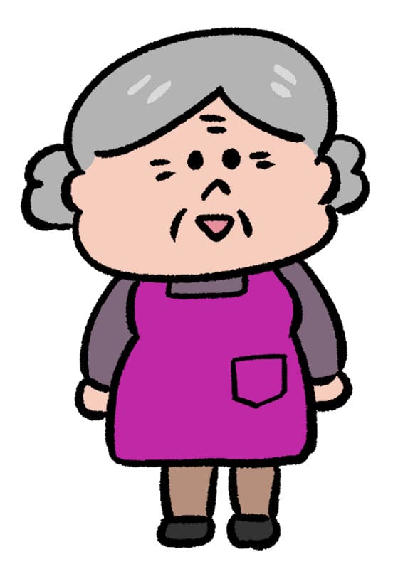エプロン姿のおばあさん