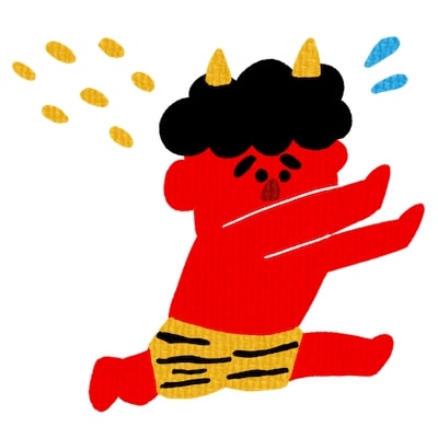 逃げる赤鬼