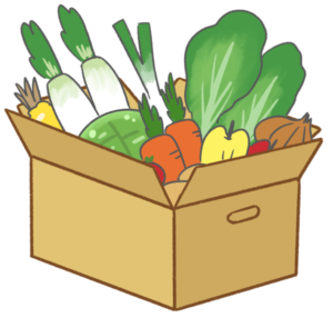 ダンボールに入った野菜
