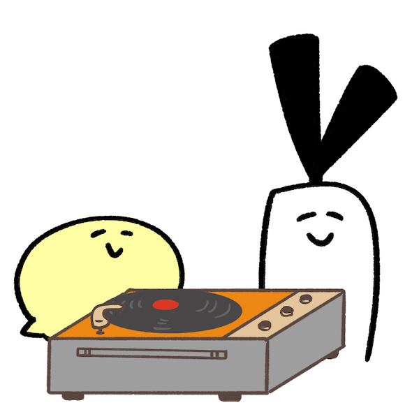 レコードを聞いているキャラクター