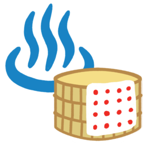温泉マークと桶